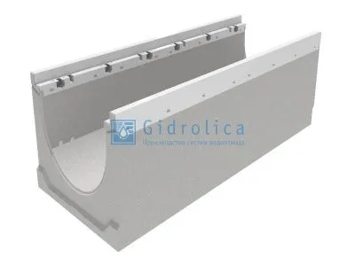 Лоток водоотводный бетонный коробчатый (СО-200мм), с оцинкованной насадкой КU 100.29,8 (20).20,5(13,5) - BGZ-V